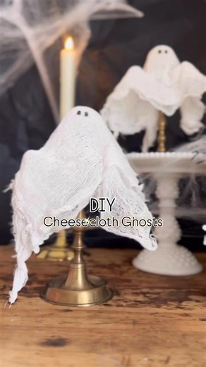 (#ad) It’s about to get spooky in here! These DIY cheesecloth ghosts are the easiest (and cutest) Halloween craft. All you need is cheesecloth, Beacon Adhesives Stiffen Stuff, and a little creativity. Let them dry overnight, add tiny eyes, and you’ve got the perfect ghostly friend for your Halloween vignette. Would you try this DIY? #madewithbeacon #HalloweenDIY #SpookySeason #DIYDecor #CheeseclothGhosts #HalloweenCrafts #EasyHalloweenDIY #diyghost | Country Peony