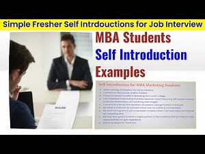 Best Self Introduction Examples for MBA Freshers in English for Interviews