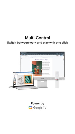 1.3K views · 24 reactions | Work and play with the ZenScreen Smart Monitor MS27UC — the one monitor that does it all! ️✨  Powered by Google TV, featuring over 10,000 apps  Miracast and Chromecast support  Switch between work and play with just one click  Control multiple devices with one mouse and keyboard #ASUS #MS27UC #smartmonitor #GoogleTV #4K | ASUS | Facebook