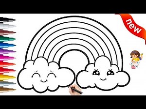 how to draw a cute rainbow 🌈/ rainbow drawing and colouring for kids 🎨🌈🖍️