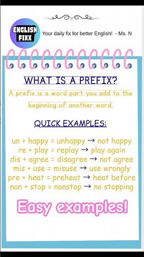 What Is a Prefix? 💥 6 Easy Examples | #Shorts #MsN #EnglishFixx