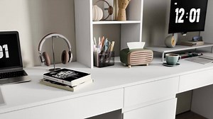 FUFU&GAGA 94.5 in. W Large 2 in. 1 Wood Double Computer Desk White Writing Desk 86.6 in. Tall Bookshelf, Drawers Home Office KF020469-012