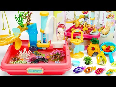 Washing Dishes with Mini Kitchen Sink 🧽 Real Water Toy | 설거지 장난감 Satisfying Unboxing