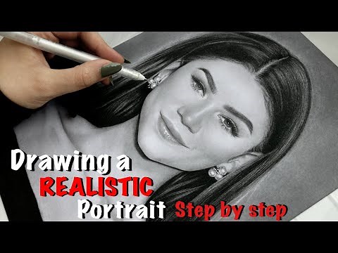 DRAWING A REALISTIC PORTRAIT STEP BY STEP! ZENDAYA, DRAW WITH ME