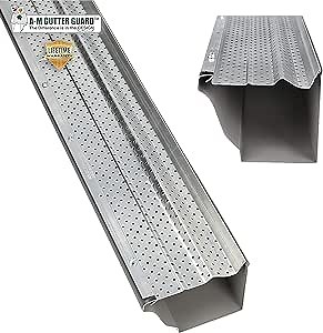 A-M Gutter Guard – Premium Heavy-Duty Aluminum Leaf & Debris Protection, Lifetime Quality (6 Inch - 50 Feet, Mill Finish) - DIY Easy - Made in The USA