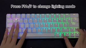 HUO JI Wireless Mechanical Gaming Keyboard, RGB Backlit, Bluetooth 5.0, Red Switches, CQ63 60% Compact 63 Keys Wired Keyboard for PC Tablet Laptop Cell Phone, White