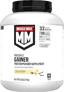 Muscle Milk Gainer Protein Powder, Vanilla Creme, 32g Protein, 5 Pound