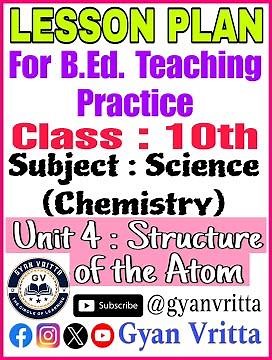 Class 9 Science Lesson Plan | Ch 4: Structure of the Atom | Atomic Models Thomson, Rutherford & Bohr