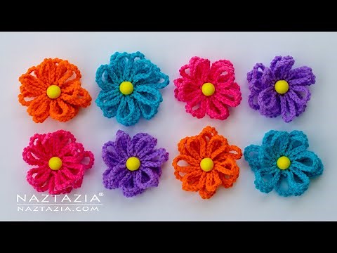How to Crochet Easy Loop Flower - DIY Tutorial and Pattern by Naztazia
