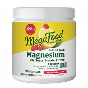 MegaFood Relax Calm Magnesium Powder - Drink Mix - Raspberry Lemonade - 50 Servings