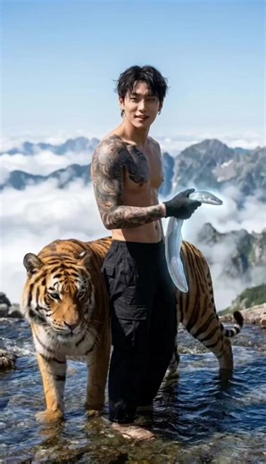 Human x Tiger Electric Eel Transformation Fusion Morph #fusion #ai #livewallpaper #aiart #transform