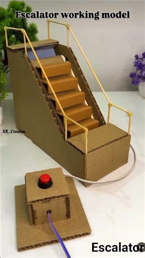 Escalator working model with cardboard scienceproject #schoolproject #project #dcmotor #diy