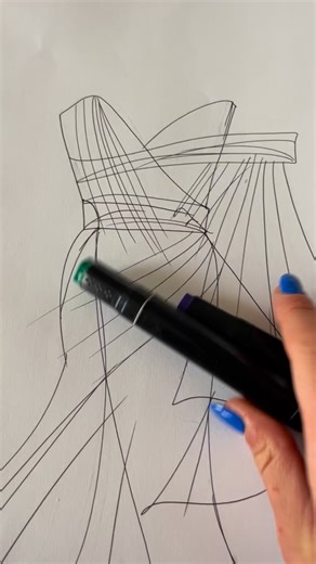 Purple & Green dress with ruffles drawing 💜💚✍️ #fyp #foryou #foryoupage #fypシ | Fashion drawings