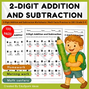 2nd Grade Mixed 2-Digit Addition and Subtraction Worksheet | Math Fluency