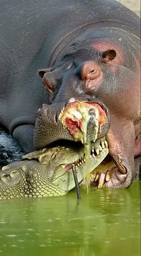 🐊 Unbelievable: Crocodile EATING Maggots From Hippo's SHOCKING Wound! #wildlife #hippo #croc #viral
