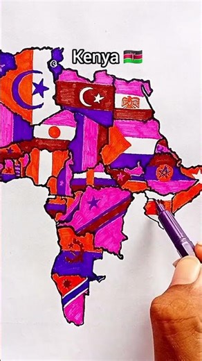 Draw Flag Map of Kenya 🇰🇪 #kenya #flag #map