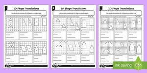 2D Shape Translations Differentiated Worksheets