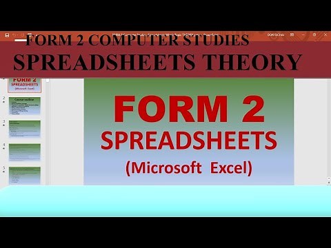 Form 2 Spreadsheets | KCSE Syllabus | Computer studies