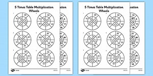 5 Times Table Multiplication Wheels Worksheet Pack