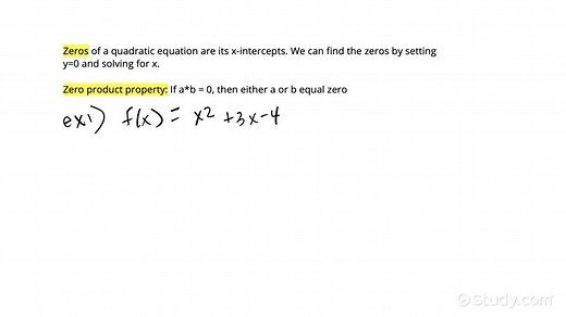 How to Find the Zeros of a Quadratic Function Given Its Equation | Algebra