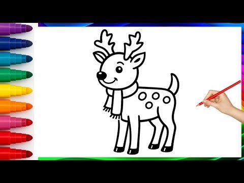 Easy Baby Deer Drawing & Coloring Tutorial for Kids | Simple Animal Drawing
