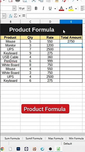 Product Formula in Libreoffice Calc || How to use Product Formula in Libreoffice Calc
