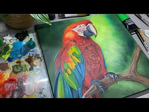 🦜 Scarlet Macaw Acrylic Painting | Step-by-Step Preview Tutorial 🎨✨