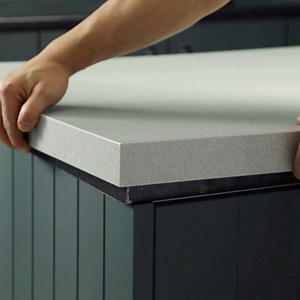 Can't get enough of this top-over-top? We can't either! Our countertop process will give you a new kitchen in less time. Got questions? Call one of our team members to learn more. https://www.granitetransformations.com/locations/ | Granite Transformations