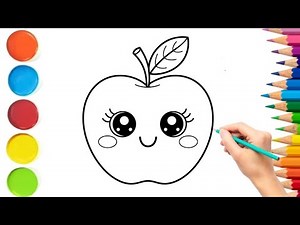 How To Draw A Cute Apple | Easy Apple Drawing Step By step | Easy And Simple Drawing For Kids
