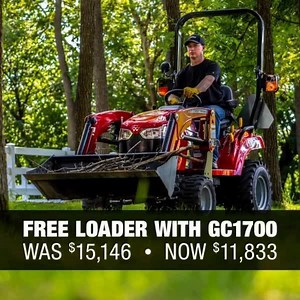 745 reactions · 106 shares | Load up on savings! Buy a versatile GC1723E now and get a FREE loader. | Massey Ferguson | Facebook