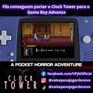 1.6K views · 27 reactions | CLOCK TOWER...on Game Boy Advance?! Half-homebrew, half-port, From @BobSchneeder45 & @blame_robot Team C.U.T.S. bring you: Clock Tower - Advance - Download NOW: https://archive.org/details/clock-tower-advance/ *Fan-made, non-profit. Not official software.* #クロックタワー #clocktower #HorrorGames #homebrew #horrorcommunity | Vale a Pena Jogar de Novo | Facebook