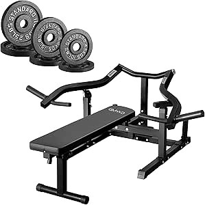 GMWD Chest Press Machine, 1050LBS Bench Press Machine with Independent Converging Arms, Adjustable Flat Incline Bench for Chest, AB Workouts, Shoulder Home Gym Equipment with 100LBS Cast Iron Weights