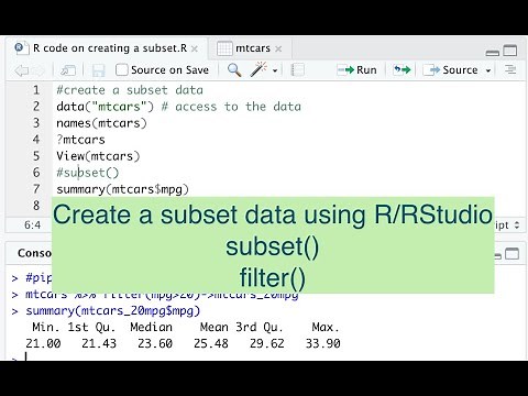 Create a subset data using R; subset() in R; filter function from dplyr