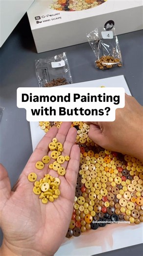 Diamond Painting with Buttons #diamondpainting #buttonart #diy