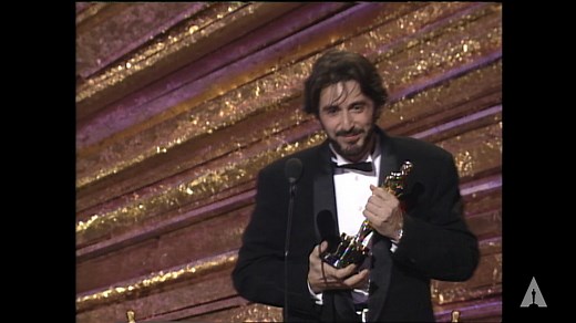 "You broke my streak." Al Pacino accepting the Best Actor Oscar for his portrayal of blind Vietnam war vet Lt. Colonel Frank Slade in 'Scent of a Woman.' Pacino has received a staggering nine Academy Award nominations throughout his career for 'The Godfather,' 'Serpico,' The Godfather: Part II,' 'Dog Day Afternoon,' '...And Justice for All,' 'Dick Tracy,' 'Scent of a Woman,' 'Glengarry Glen Ross' and 'The Irishman.' Check back every day for a new moment and watch the #Oscars LIVE on Sunday, Marc
