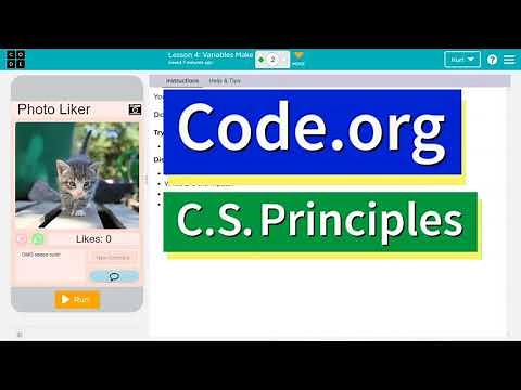 Code.org Lesson 4 Variables Make a Photo Liker App | Tutorial and Answers | CS Principles Unit 4
