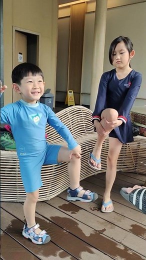 Happy Kids Warming Up and Swimming Fun: Energetic Swimming Practice for Children