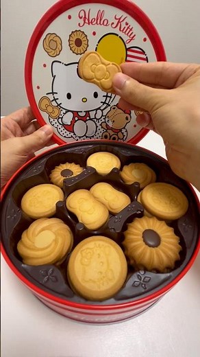 🍪Hello Kitty and Tiny Chum Butter Cookie Tin Ribbon Butter Cookie #shorts