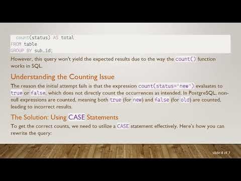 How to Group By and Count Statuses in PostgreSQL