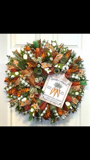 DIY Deco Mesh Carrot Wreath for Easter