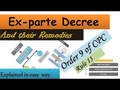 Ex parte decree and its remedies || Order 9 rule 13 Set aside an ex parte decree ||