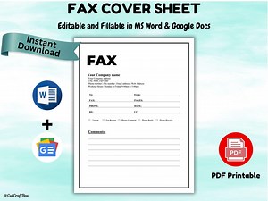 Editable Fax Cover Sheet Printable Form Fax Template Word & PDF Official Fax Cover Sheet HR Administrative Form Personal Fax Cover Sheet - Etsy