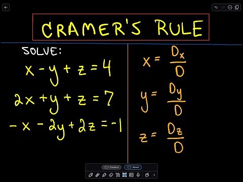 Cramer's Rule to Solve a System of 3 Linear Equations - Example 2
