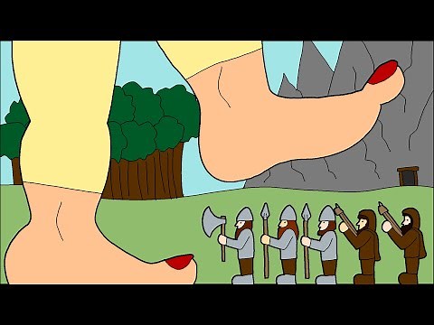 GIANTESS VS DWARF ARMY GIANT FEET FOOT STOMP DRAWING TIMELAPSE SPEEDPAINTING