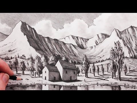 How to Draw a Landscape and a House: Quick Pencil Sketch