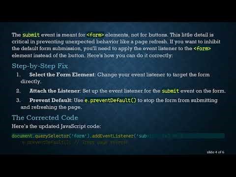 How to Properly Use addEventListener with 'submit' in JavaScript
