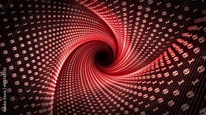 Random Binary Numbers Tunnel Animation, Digital Connections, Rendering