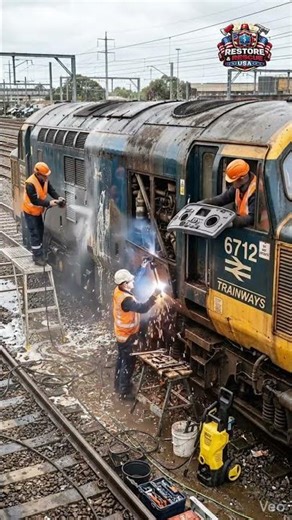 train restoration scenario. Here’s your cinematic restoration sequence: #construction #interiormaste