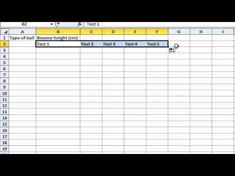 Designing a table in Excel
