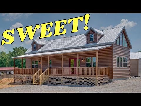 This modular log cabin takes it to ANOTHER LEVEL! Upstairs with loft, bed, and bath! House Tour